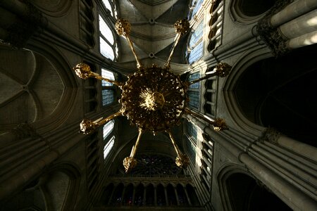 Church chandelier perspective