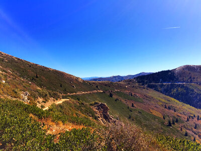 Hills landscape under blue sky