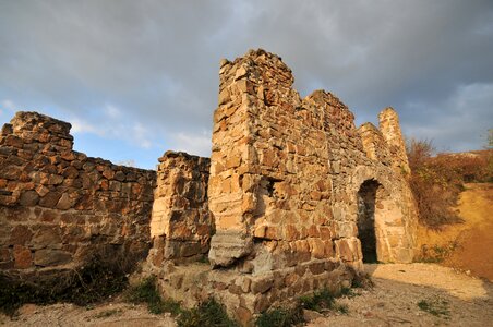 Castle ruins building stone wall