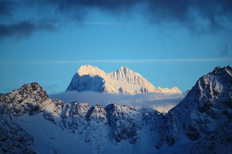 Peaks blue sky