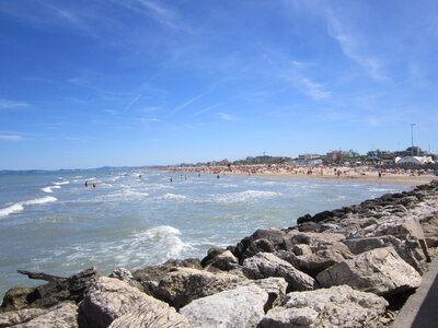 A beach in Adriatic sea, Rimini, Italy photo