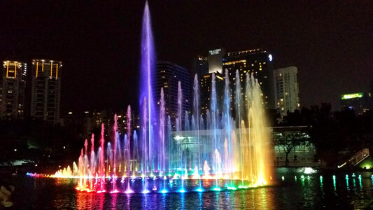 Fountains at night in Kuala Lumpur, Malaysia photo