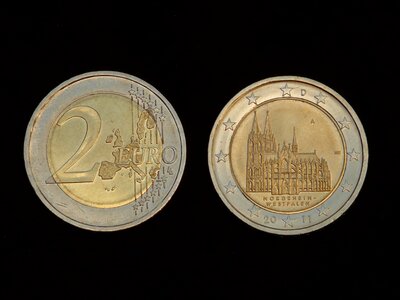 Euro € coin metal photo