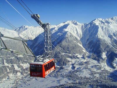 Cable car mountain railway wintry