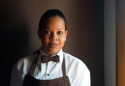 Portrait of Standing Waitress photo