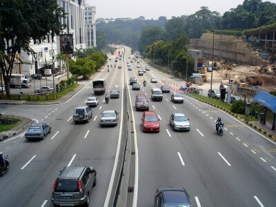 Streets and cars in Kuala Lumpur, Malaysia