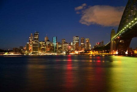 Sydney opera house sydney harbour night lights photo