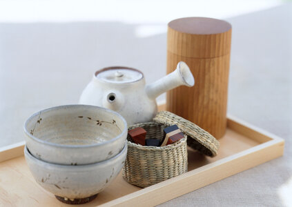 Korean Tea Set with Teapot and cup photo