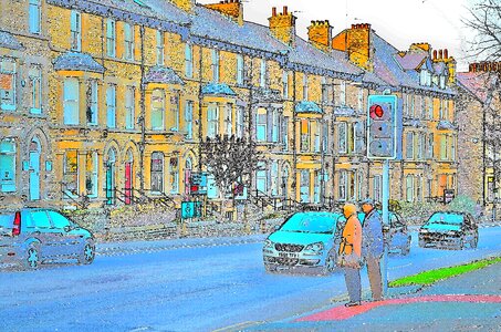 Houses illustrations traffic