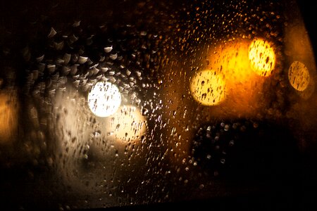 Bokeh night rain photo