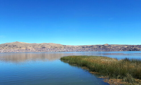 Lake Titicaca landscape with blue photo