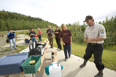 FWS employee with visitors at Tetlin National Wildlife Refuge photo