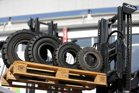 Machine forklift tire photo