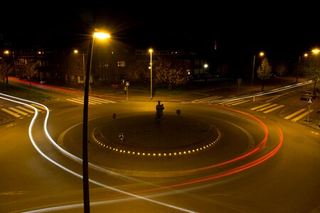 Gyratory traffic rotary traffic street lights photo