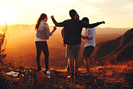 Group Woman Man Mountain photo