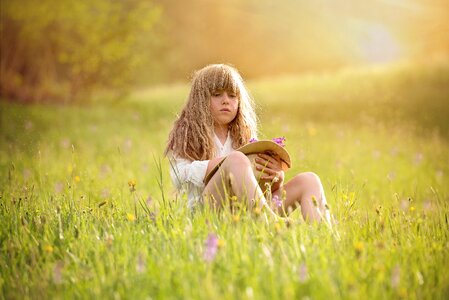 Girl blond long hair photo