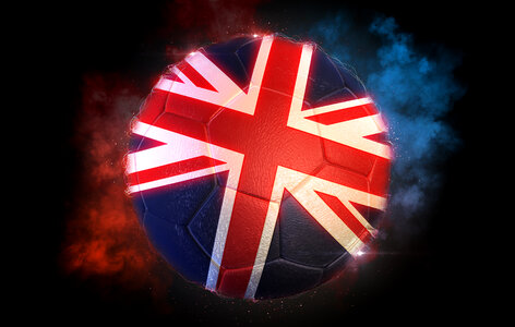 Soccer ball textured with flag of UK photo