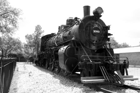 Black white railway transportation photo