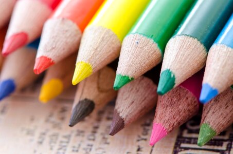 Colorful sharpened wooden