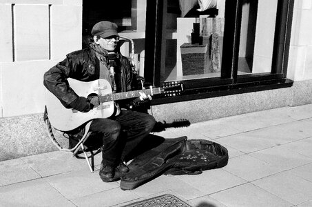 Singing black white photo