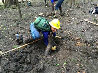 Volunteer is having a lot of fun