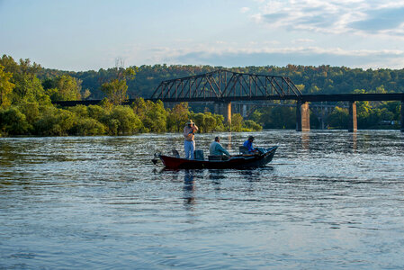 Group fly fishing from drift boat on White River-3