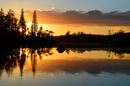 Sunset over East lake in Nova Scotia photo