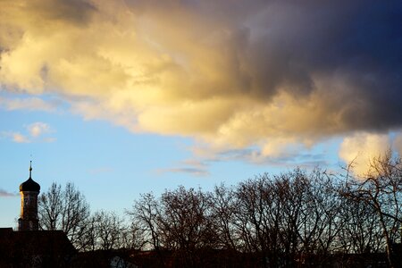 Steeple city view trees