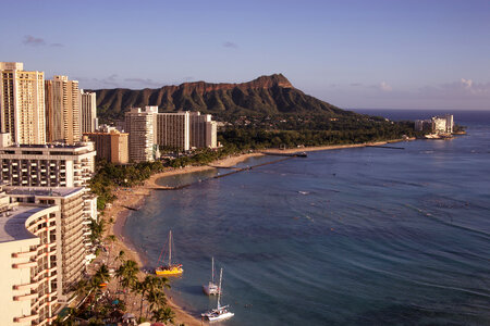 View from Waikiki Beach in Honolulu, Hawaii photo