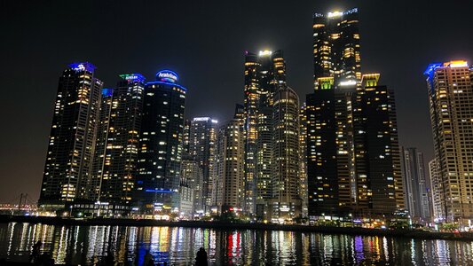 Nightscape Haeundae Beach in Busan South Korea photo