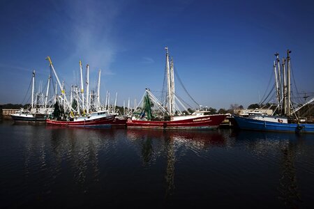 Shrimp boats bay harbor photo