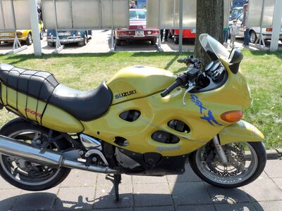 Modern motorcycle parking lot photo