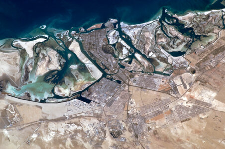 Satellite View of Abu Dhabi in the United Arab Emirates, UAE photo