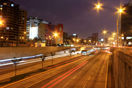 Night Time Cityscape with lights and highway in Lima, Peru photo