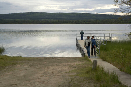 People viewing lake and mountains at Tetlin National Wildlife Refuge