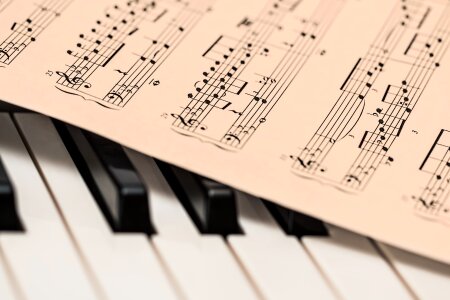 Sheet Music Background Musical Notes with selective focus photo