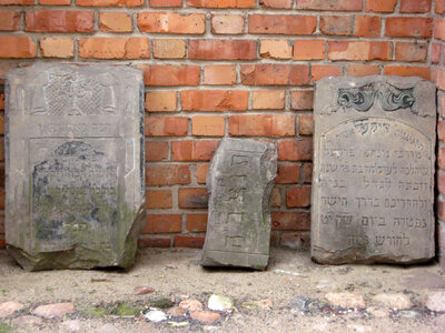 Remains of Jewish tombstones in Konin, Poland photo