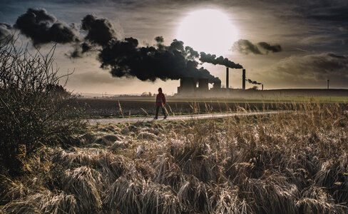 Industrial Landscape with Smoking Chimneys CHP photo