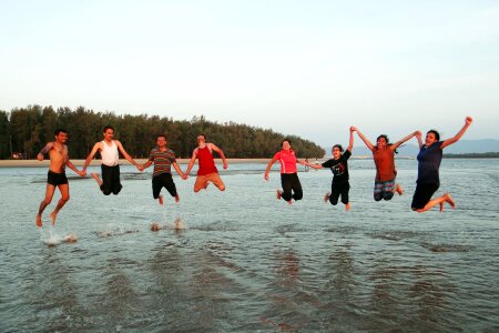 Beach frolic youngsters