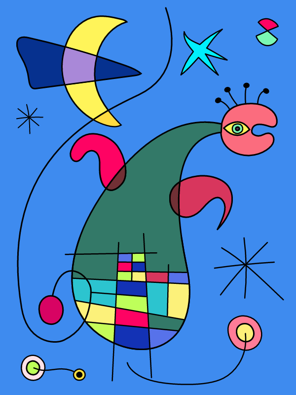Joan Miró-style Fantasy Skyscape