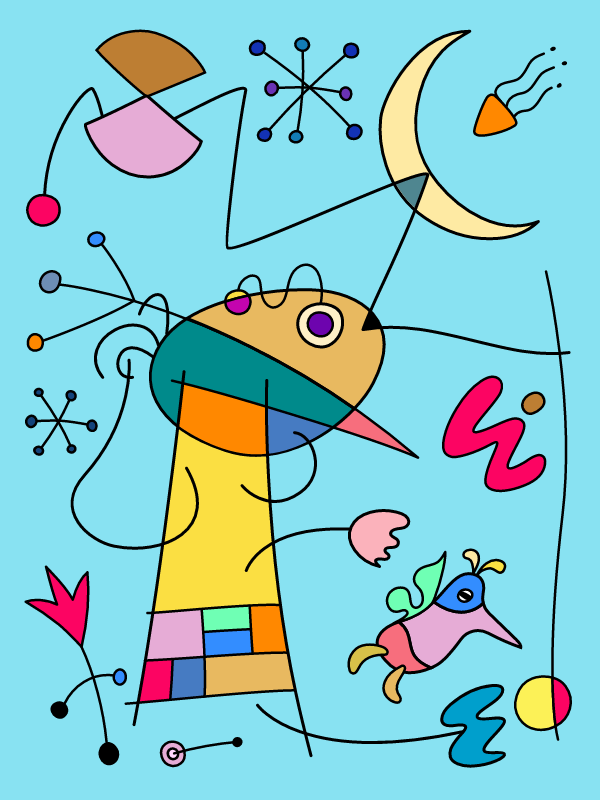 Joan Miró-style Fantasy Skyscape