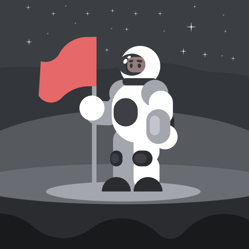 Astronaut Holding Flag on Alien Planet