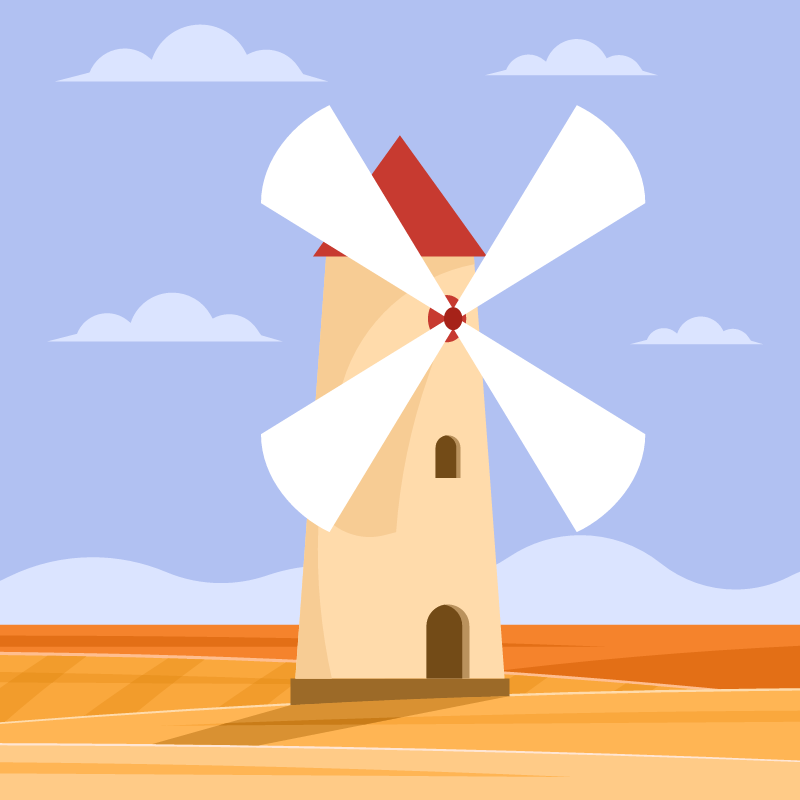 Autumn Scenery with a Windmill