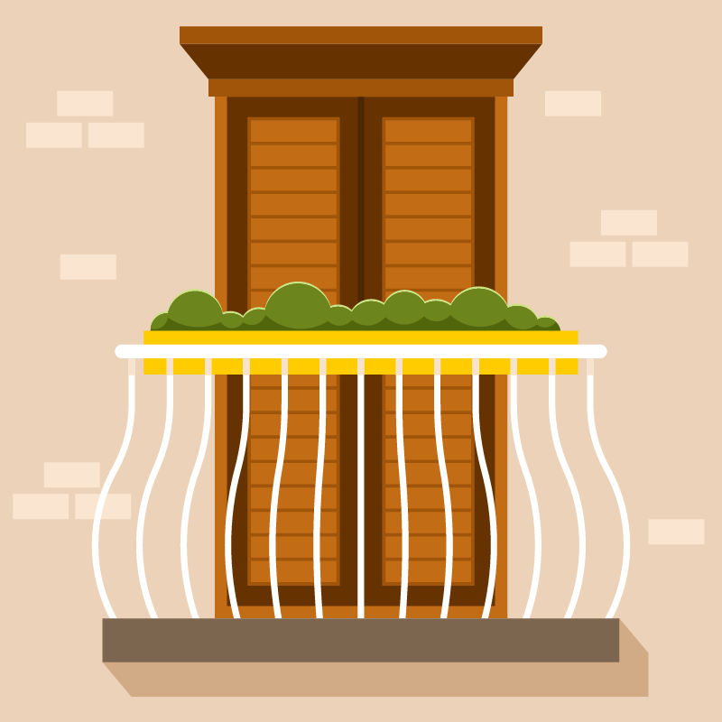 Balcony with Railings and Plants
