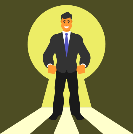 Businessman in Spotlight with Confidence