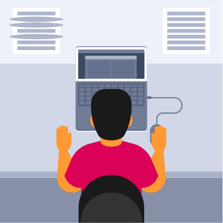 Dedicated Office Worker on a Laptop