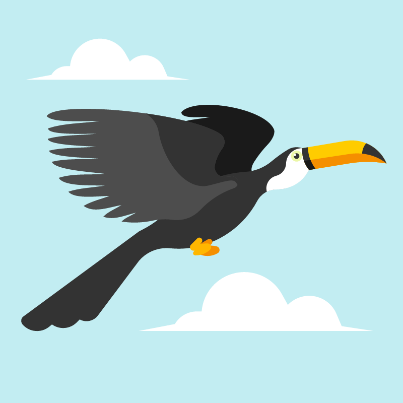 Flying Toucan Soaring Gracefully