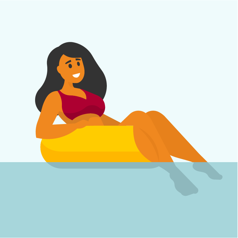Girl Sitting in Inflatable Rubber Ring on Water