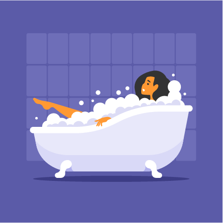 Girl Taking a Bath in Relaxing Bubbles