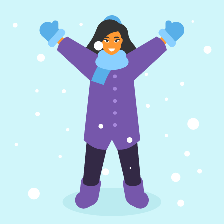 Happy Girl Enjoying Winter in Warm Clothes